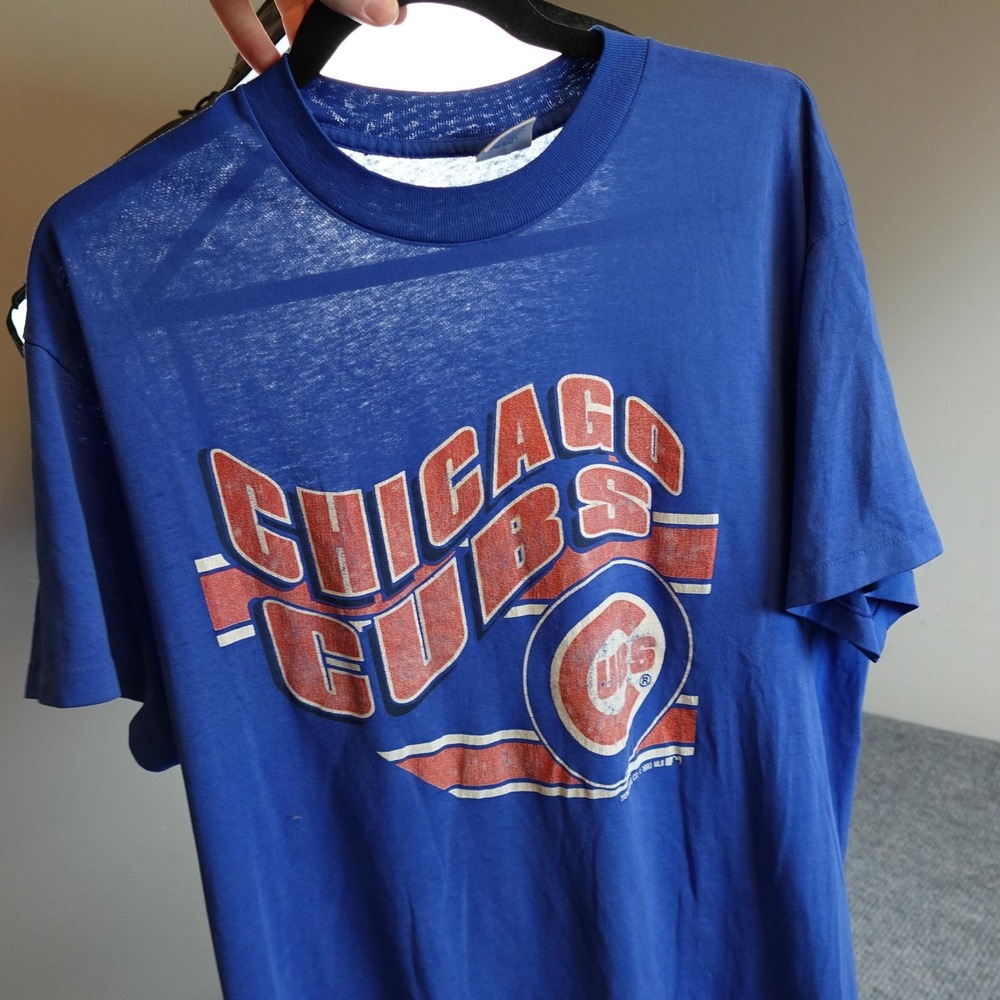 Vintage Chicago Cubs Paper Thin Shirt Mens XL Blue MLB Baseball 90s